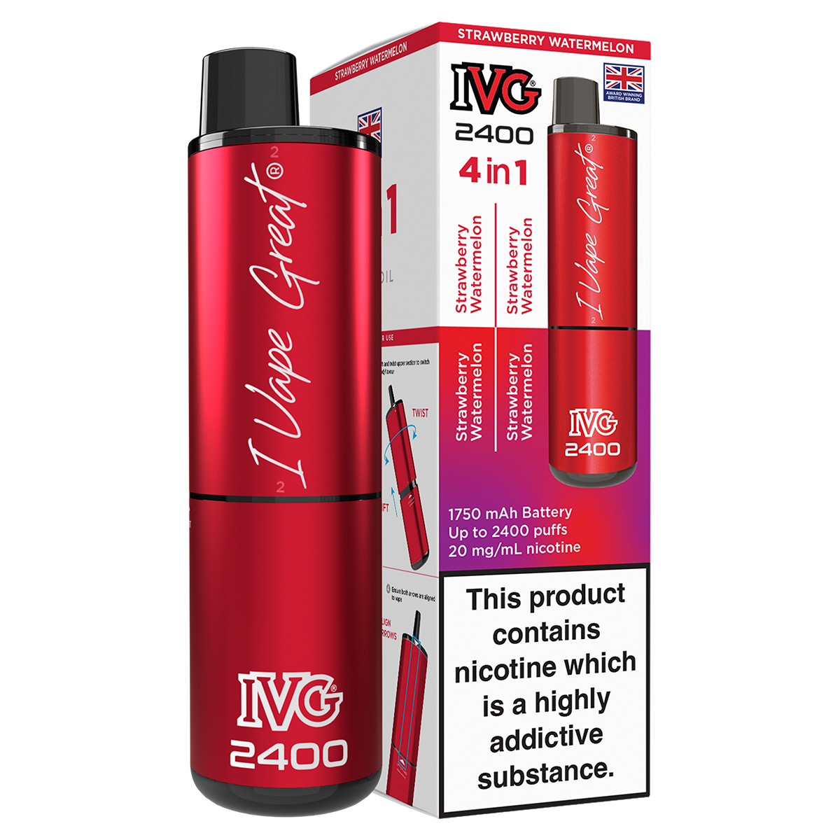 Strawberry Watermelon IVG 2400 Disposable Vape
