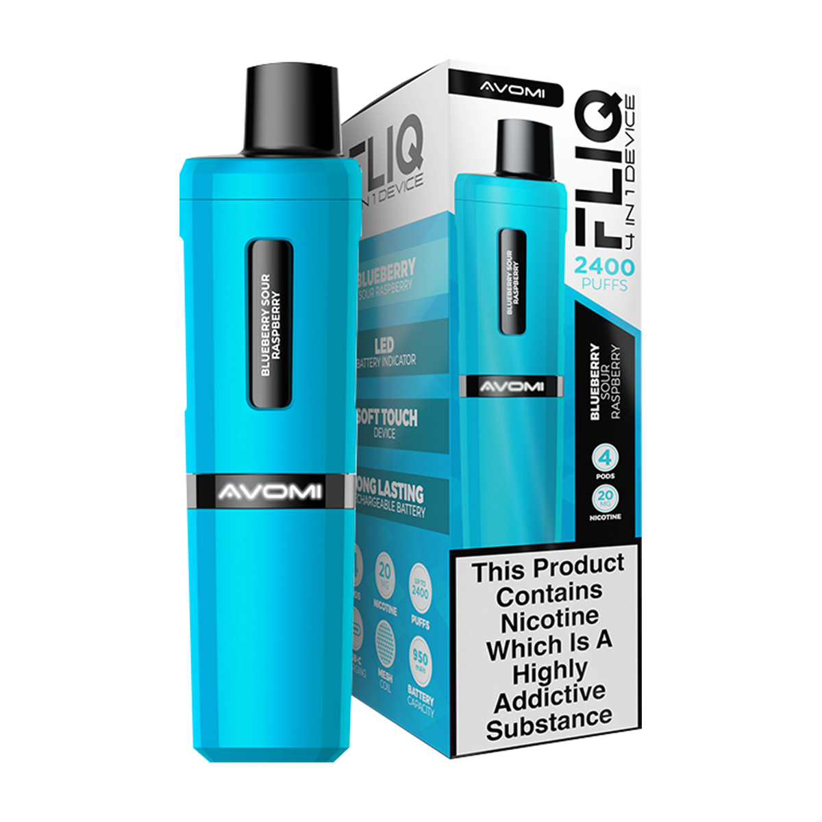 Blueberry Sour Raspberry Avomi Fliq 4in1 Vape Kit