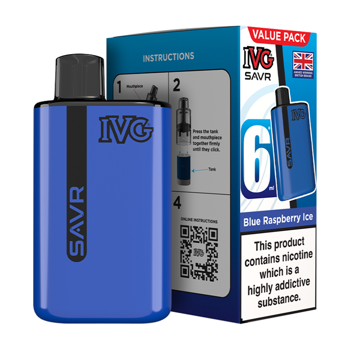 IVG SAVR Vape Kit Blue Raspberry Ice 6ml