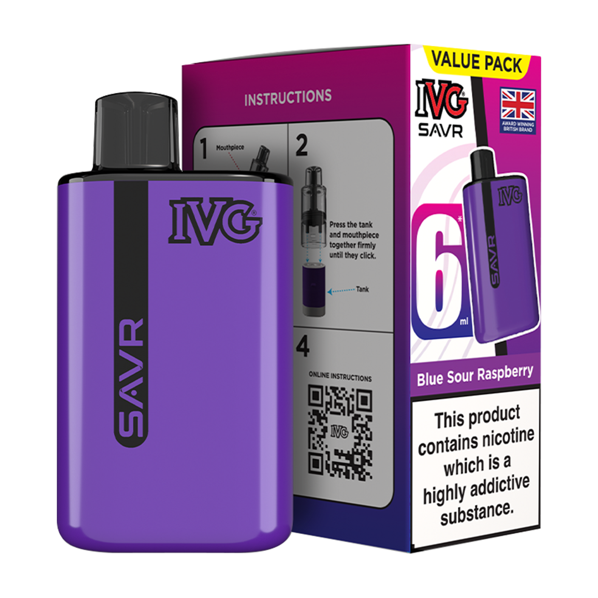 IVG SAVR Vape Kit Blue Sour Raspberry 6ml