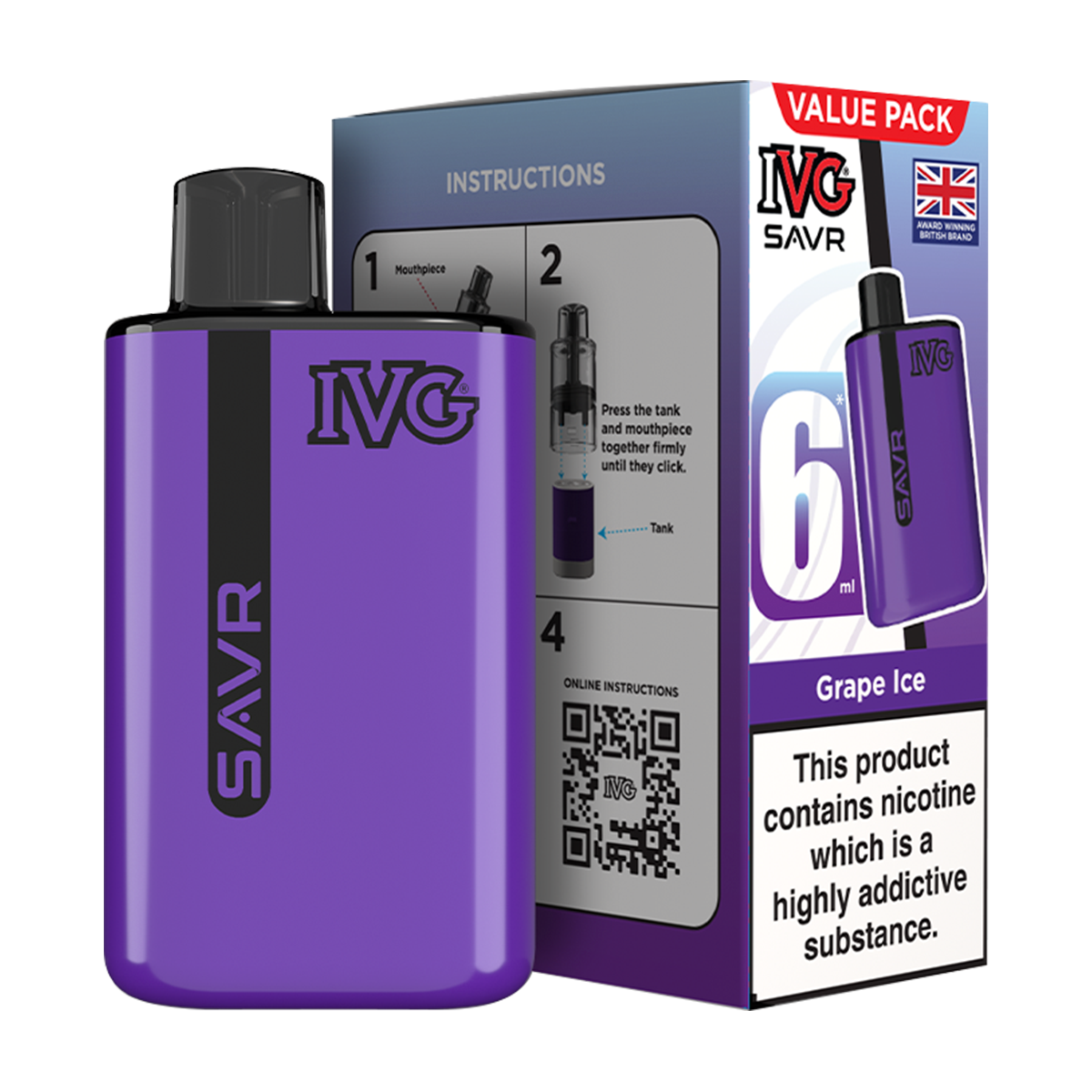 IVG SAVR Vape Kit Grape Ice 6ml