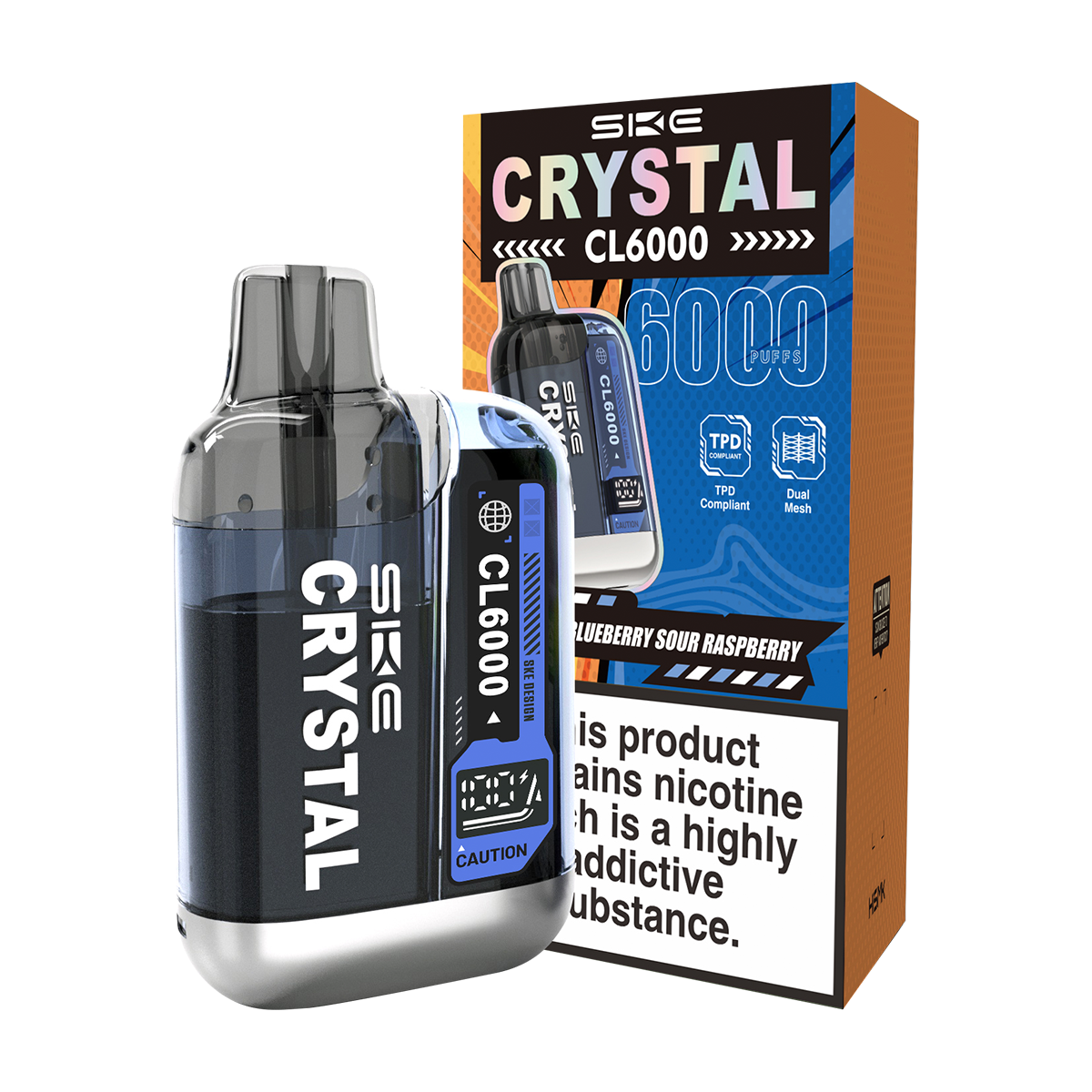 Blueberry Sour Raspberry SKE Crystal CL6000 Big Puff Vape