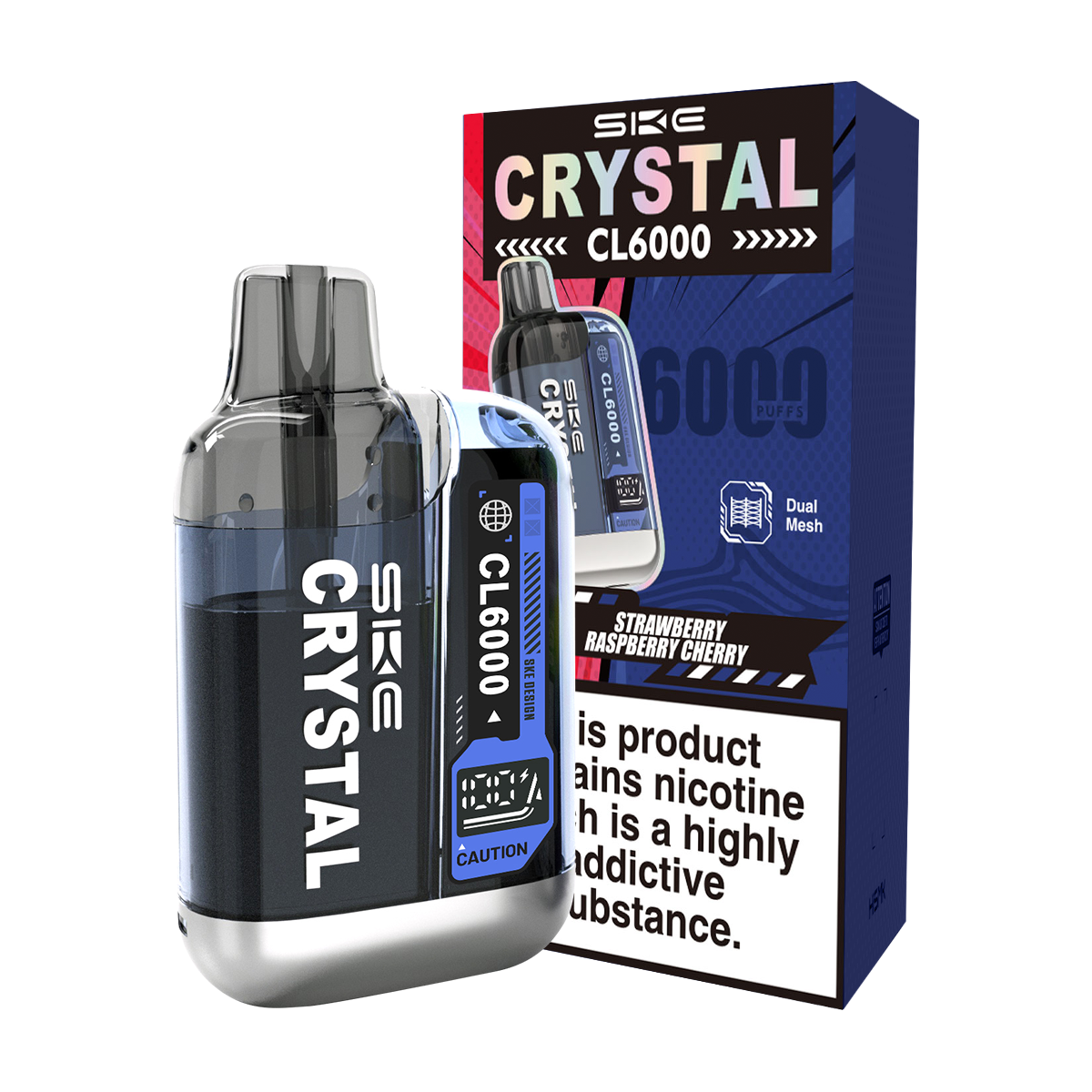 SKE Crystal CL6000 Big Puff Vape Strawberry Raspberry Cherry