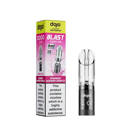 Vaporesso DOJO Blast 2000 Go Strawberry Raspberry Cherry Ice Prefilled Pod & Refill