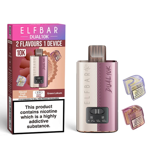 Elf Bar Dual 10K Pod Kit   Dual Flavor, 10,000 Puffs, Rechargeable Vape