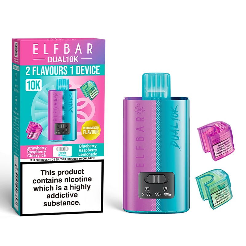Elf Bar Dual 10K Pod Kit   Dual Flavor, 10,000 Puffs, Rechargeable Vape