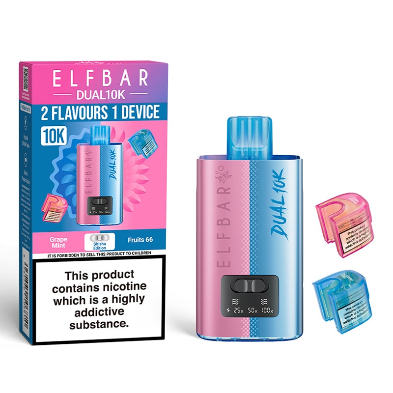 Elf Bar Dual 10K Pod Kit   Dual Flavor, 10,000 Puffs, Rechargeable Vape