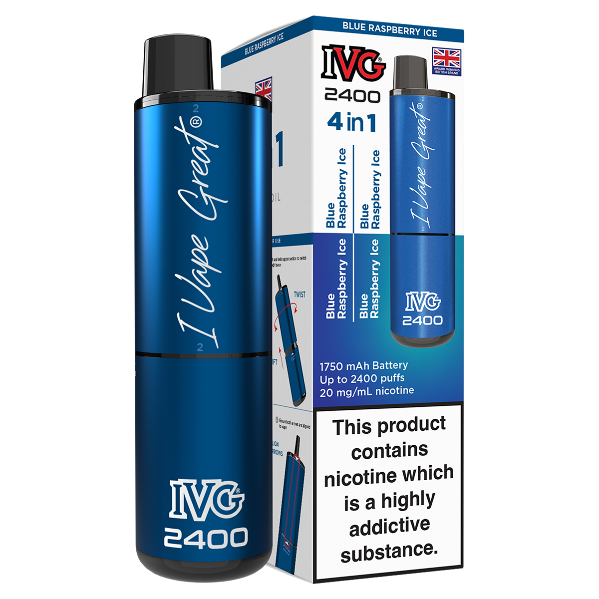 Blue Raspberry Ice IVG 2400 Disposable Vape