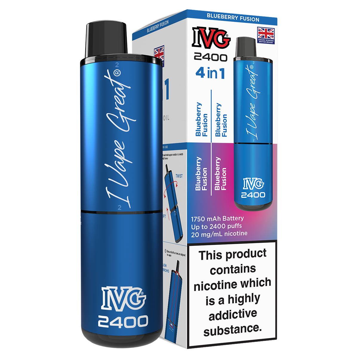 Blueberry Fusion IVG 2400 Disposable Vape