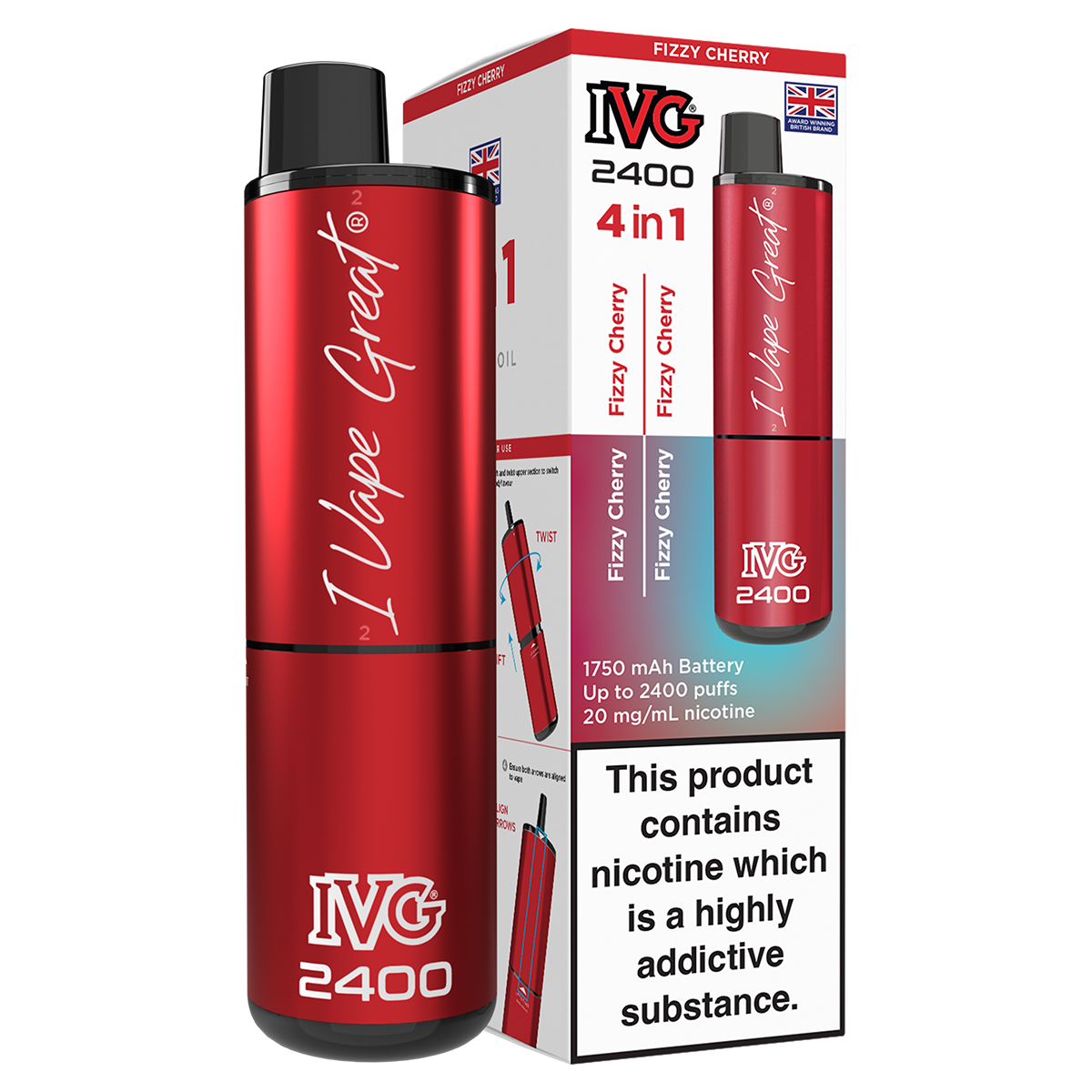 Fizzy Cherry IVG 2400 Disposable Vape