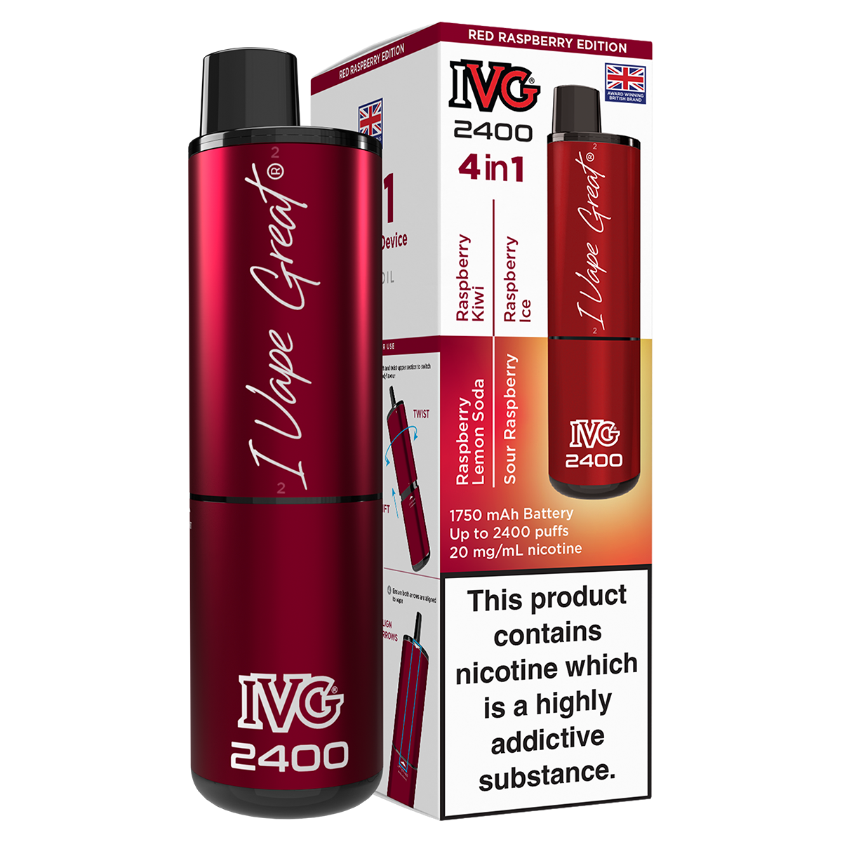 Red Raspberry Edition IVG 2400 Disposable Device