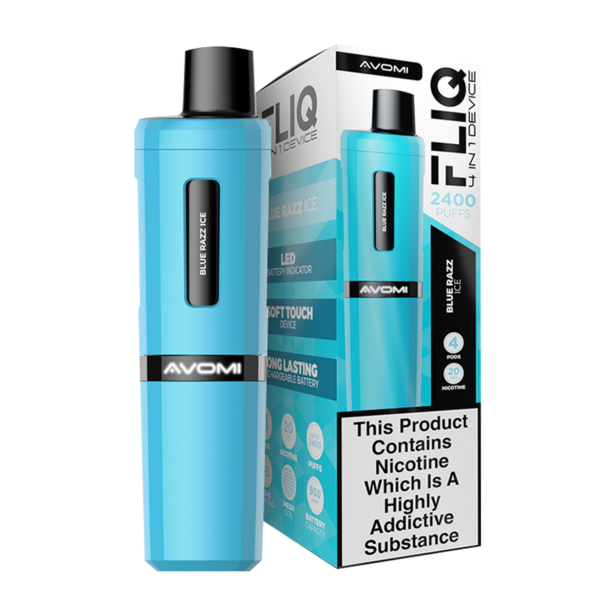 Blue Razz Ice Avomi Fliq 4in1 Vape Kit