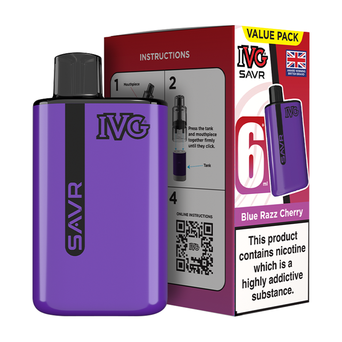 IVG SAVR Vape Kit Blue Razz Cherry 6ml
