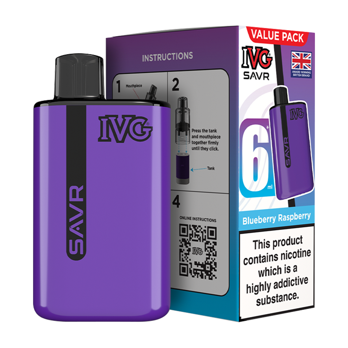 IVG SAVR Vape Kit Blueberry Raspberry 6ml