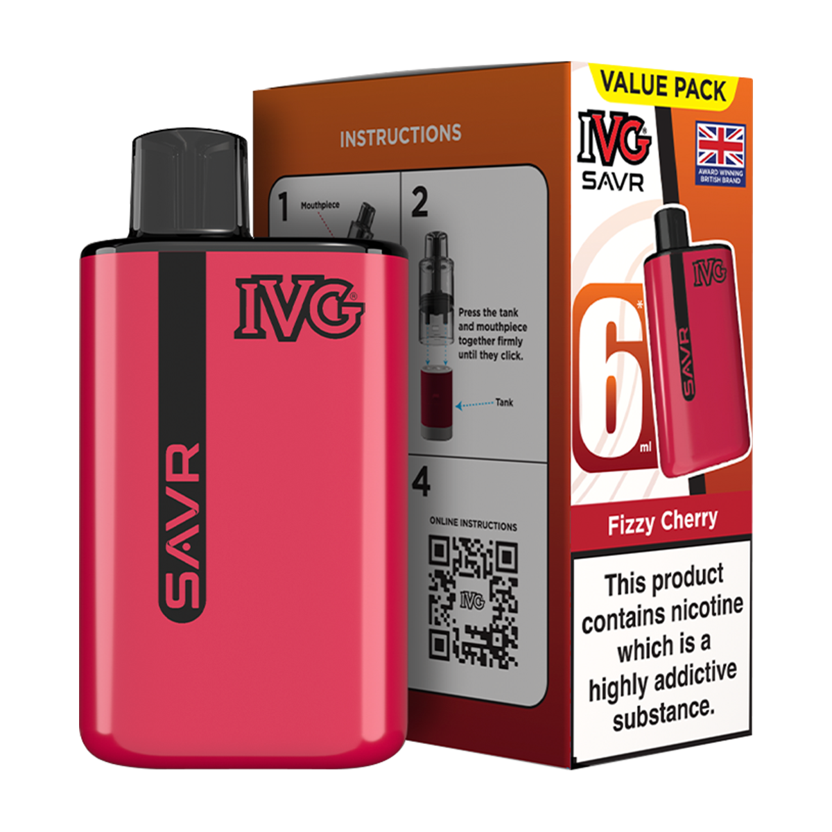 IVG SAVR Vape Kit Fizzy Cherry 6ml