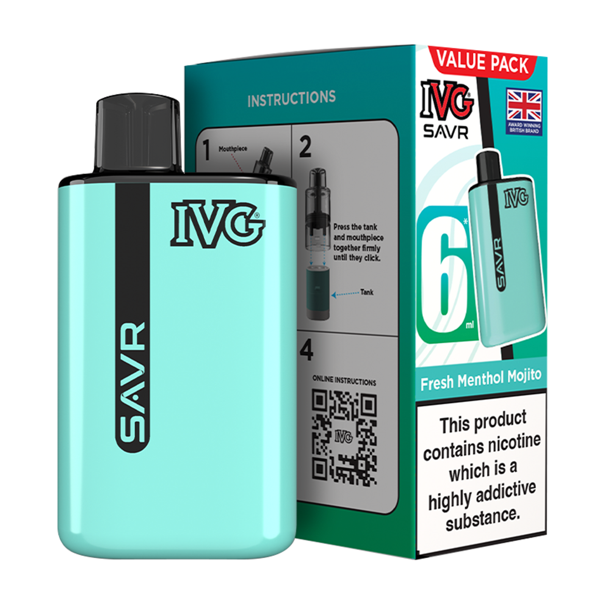 IVG SAVR Vape Kit Fresh Menthol Mojito 6ml