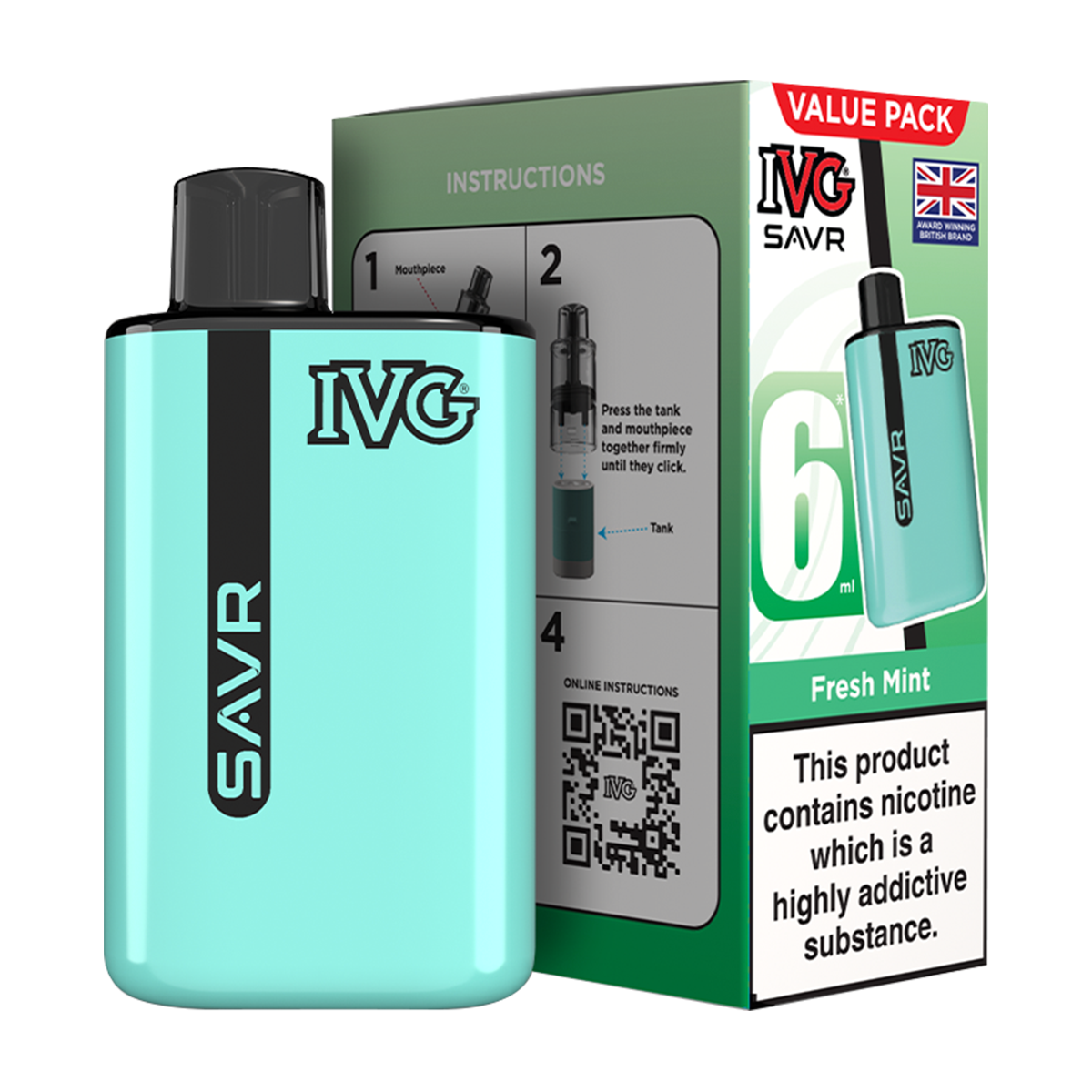 IVG SAVR Vape Kit Fresh Mint 6ml