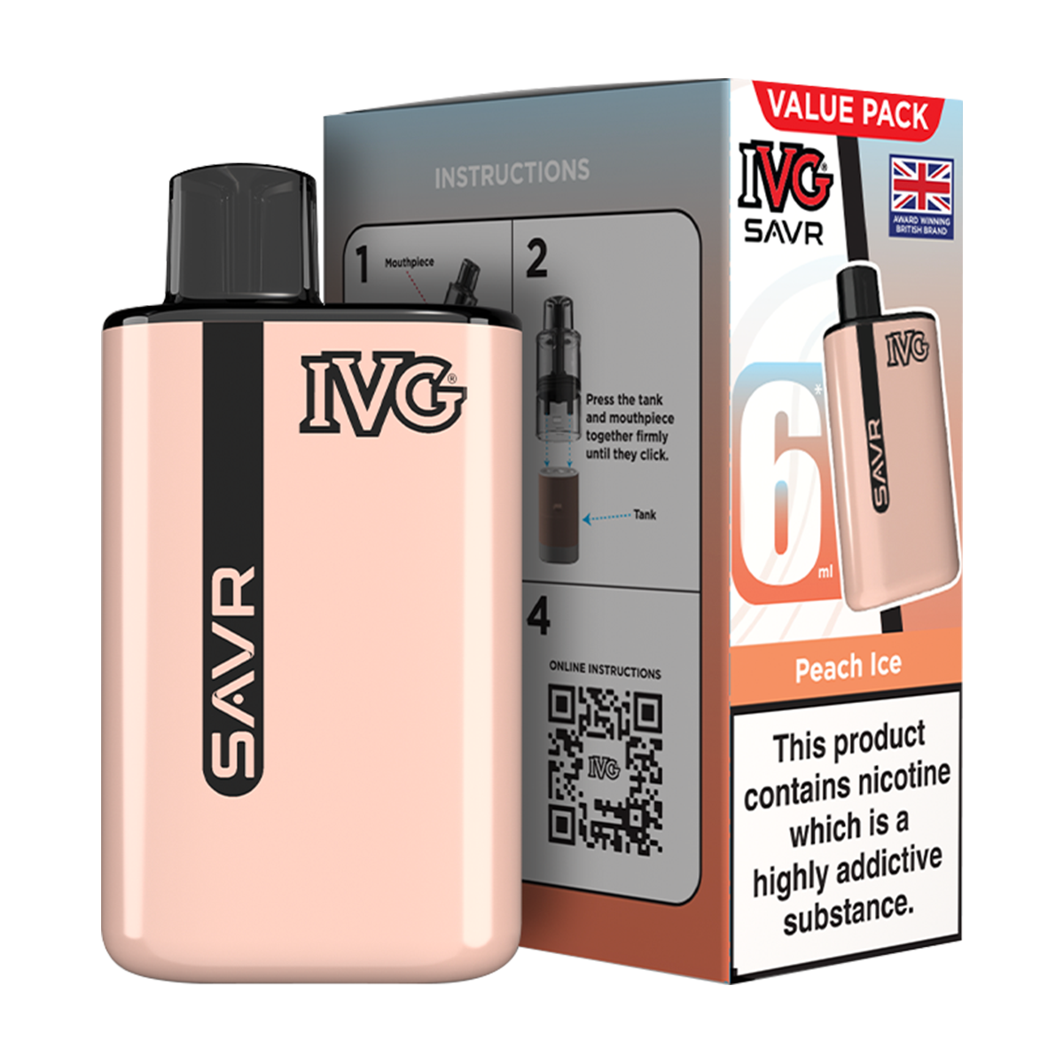 IVG SAVR Vape Kit Peach Ice 6ml