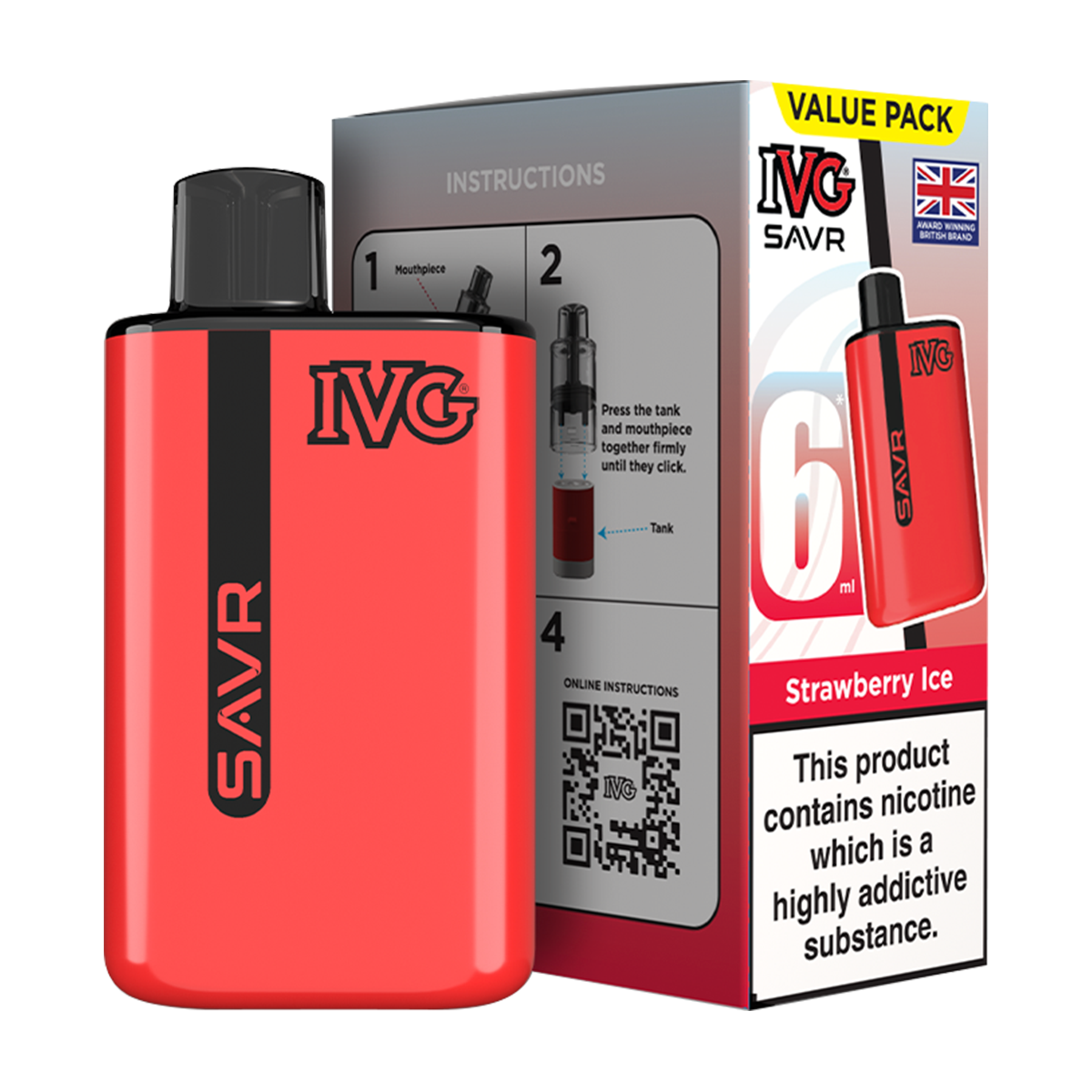 IVG SAVR Vape Kit Strawberry Ice 6ml
