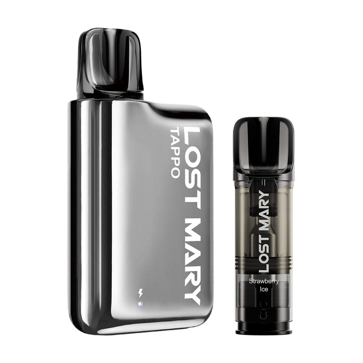 Lost Mary Tappo Pod Kit Silver Stainless Steel and Strawberry Ice